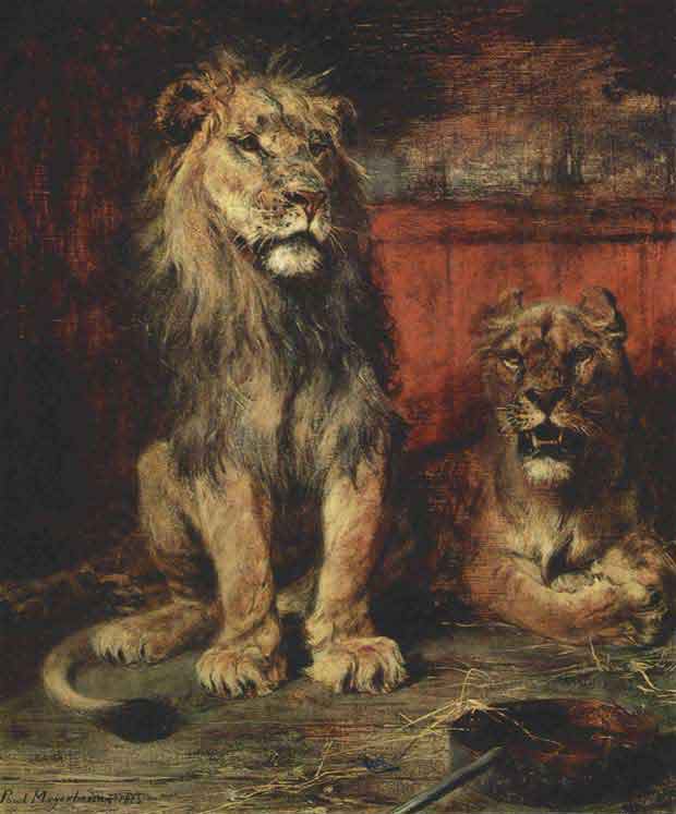 Lions painted by Meyerheim
